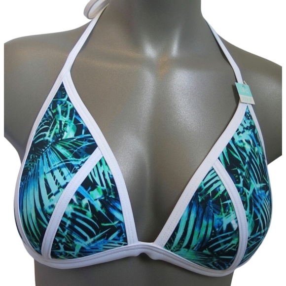 Victoria's Secret PINK Tropical Fern Palm Push-Up Triangle Swim Top L - Picture 1 of 2